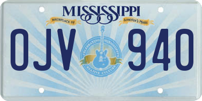 MS license plate OJV940
