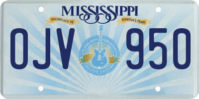 MS license plate OJV950