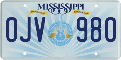 MS license plate OJV980