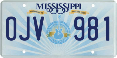 MS license plate OJV981