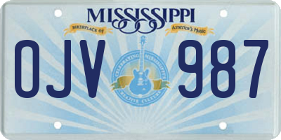MS license plate OJV987