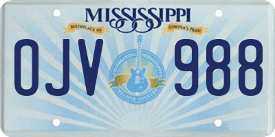 MS license plate OJV988