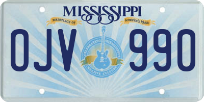 MS license plate OJV990