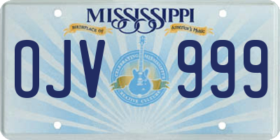 MS license plate OJV999