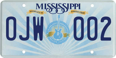 MS license plate OJW002