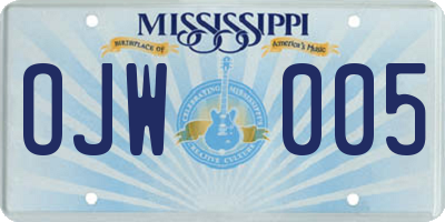 MS license plate OJW005