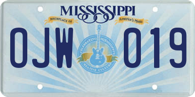 MS license plate OJW019