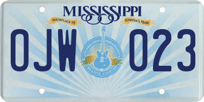 MS license plate OJW023