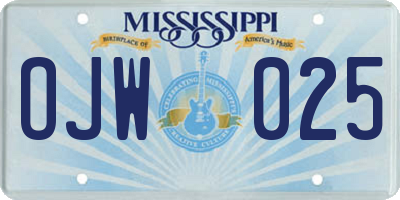 MS license plate OJW025