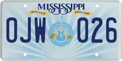 MS license plate OJW026