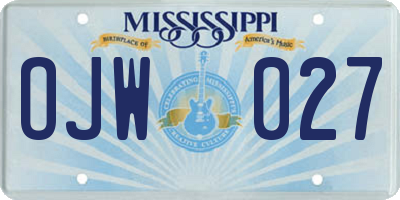 MS license plate OJW027