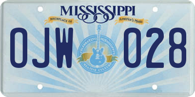 MS license plate OJW028