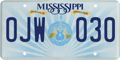 MS license plate OJW030