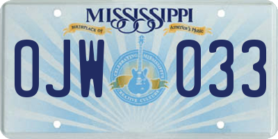MS license plate OJW033