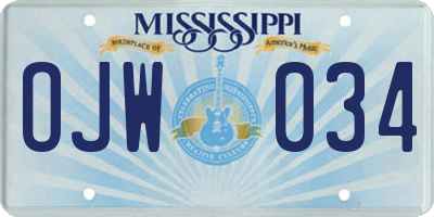 MS license plate OJW034
