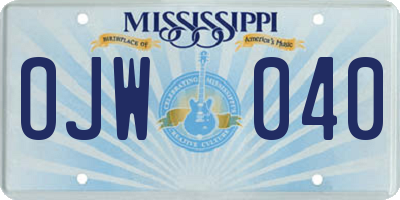 MS license plate OJW040