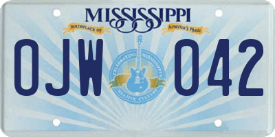 MS license plate OJW042