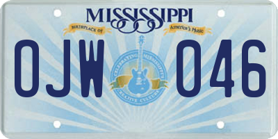MS license plate OJW046