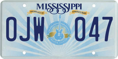 MS license plate OJW047