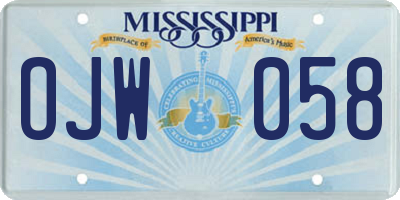 MS license plate OJW058