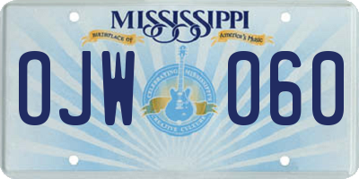 MS license plate OJW060