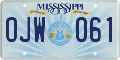 MS license plate OJW061