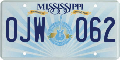 MS license plate OJW062