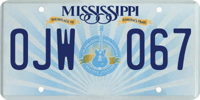 MS license plate OJW067