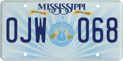 MS license plate OJW068
