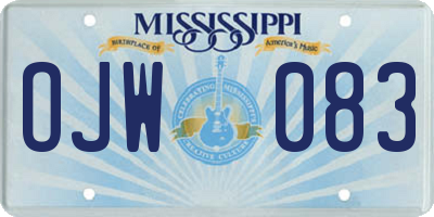 MS license plate OJW083