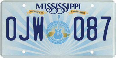 MS license plate OJW087