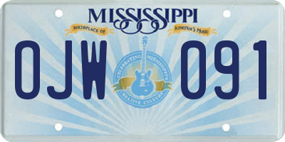 MS license plate OJW091