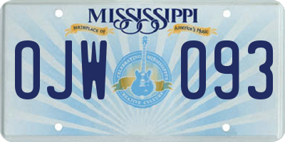 MS license plate OJW093
