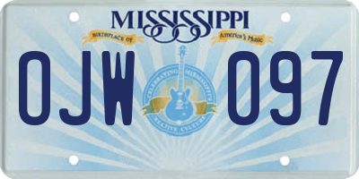 MS license plate OJW097