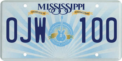 MS license plate OJW100