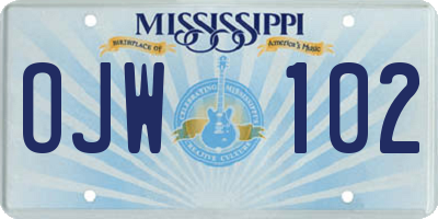 MS license plate OJW102