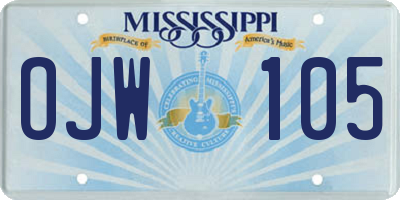 MS license plate OJW105