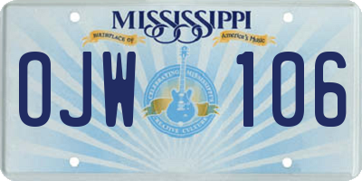 MS license plate OJW106