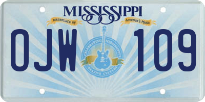 MS license plate OJW109