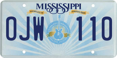 MS license plate OJW110