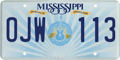 MS license plate OJW113