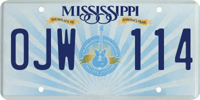 MS license plate OJW114