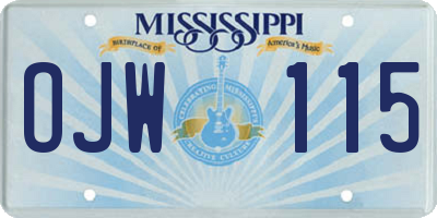 MS license plate OJW115