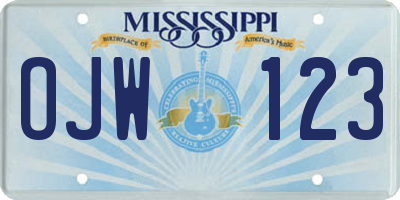MS license plate OJW123
