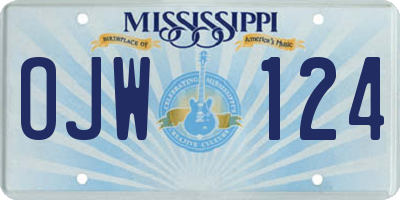 MS license plate OJW124