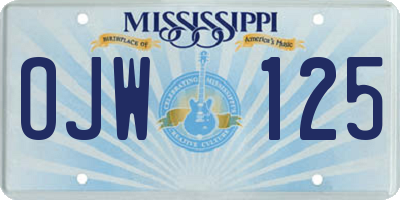 MS license plate OJW125