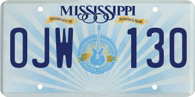 MS license plate OJW130
