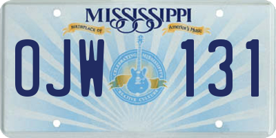 MS license plate OJW131