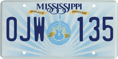 MS license plate OJW135
