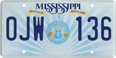 MS license plate OJW136
